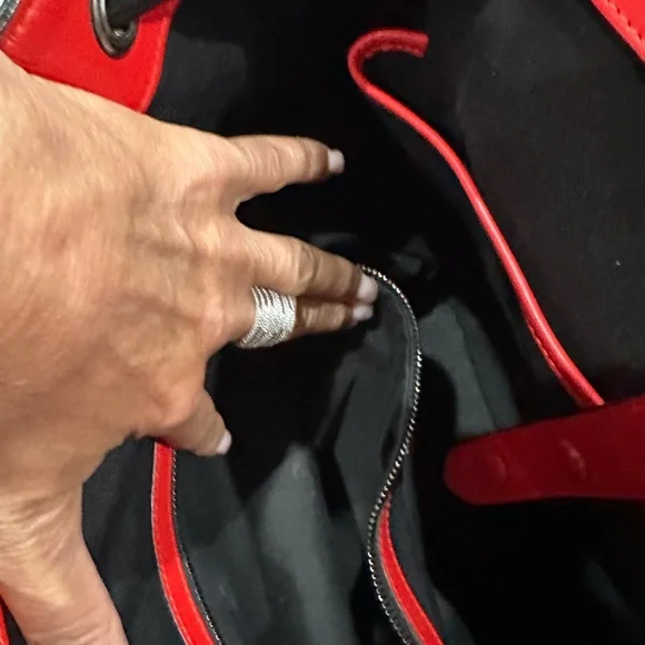 Christian Louboutin Black Studded Backpack with Red Accents - Picture 9 of 13